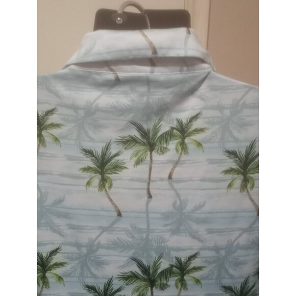 Yatta Golf Polo Shirt Mens Size XL Blue Green Floral Hawaiian Short Sleeve - Picture 8 of 12